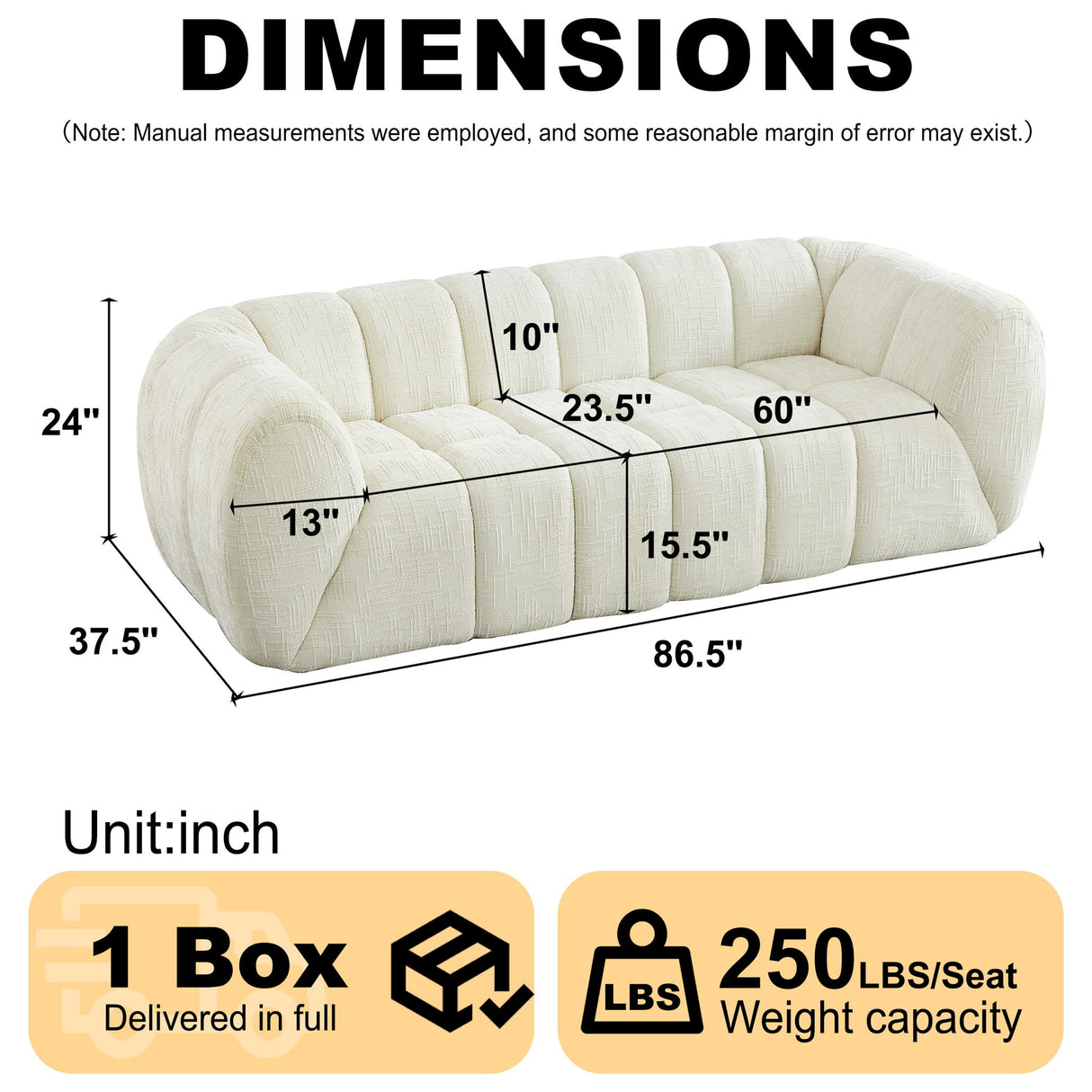 Modern Sofa With Piano Key Backrest