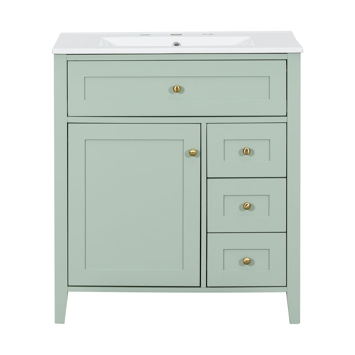 Bathroom Vanity With Sink, 3 Drawers And Adjustable Shelf