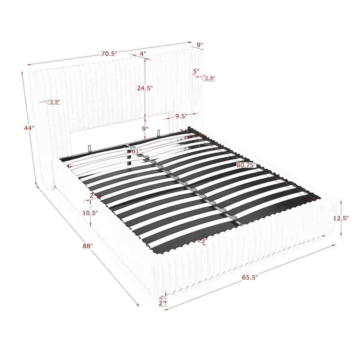 Functional Vertical Striped Bed With Gas Lift Storage