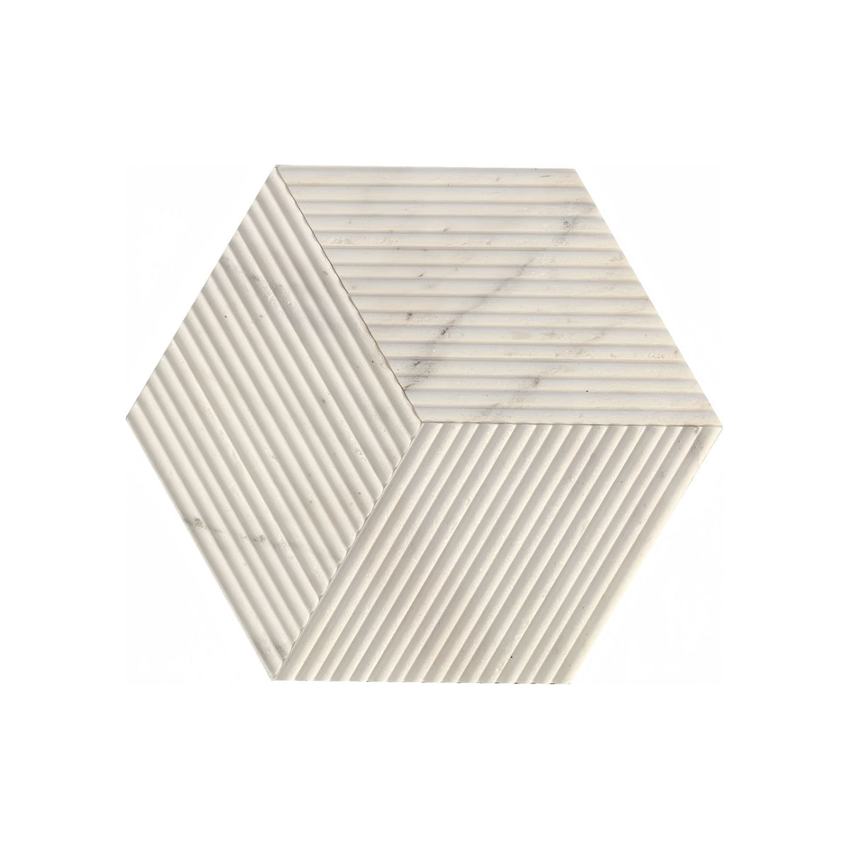 Hexagon Natural Stone Marble Tile, 3D Fluted (Set of 12)