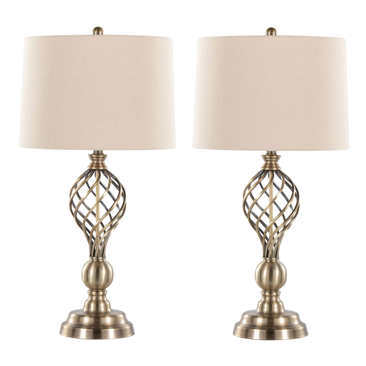 Linx - Twist Contemporary Table Lamp (Set of 2) - Antique Soft Brass / White