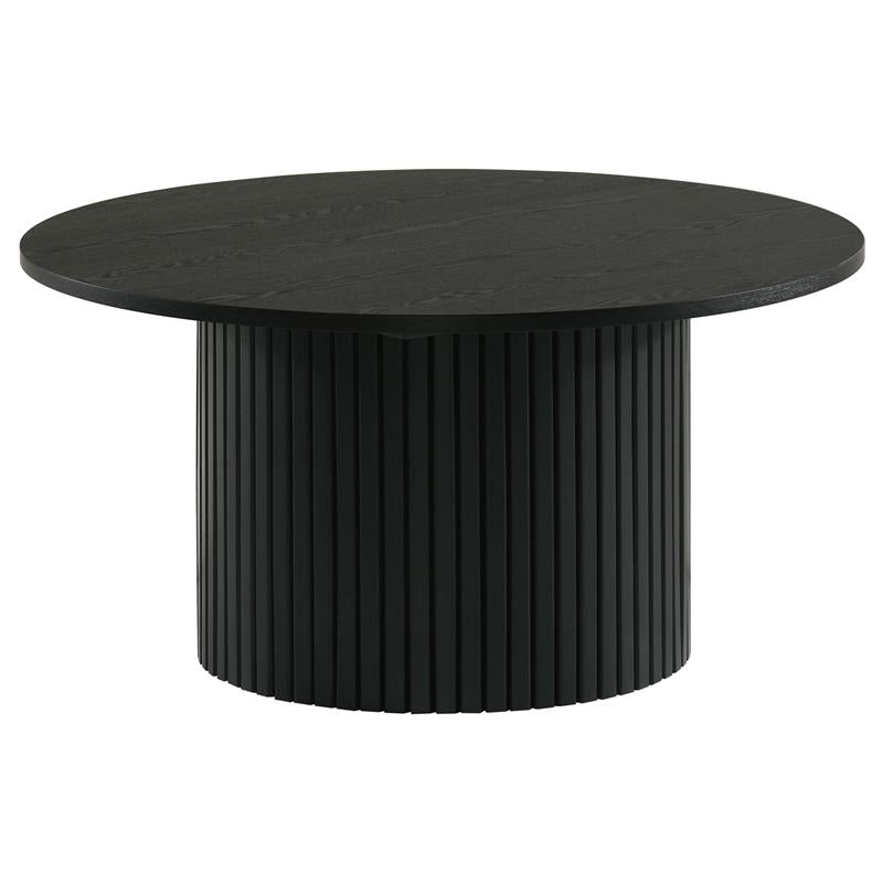 Hamlyn Round Fluted Occasional Cocktail Coffee Table Black - 706508