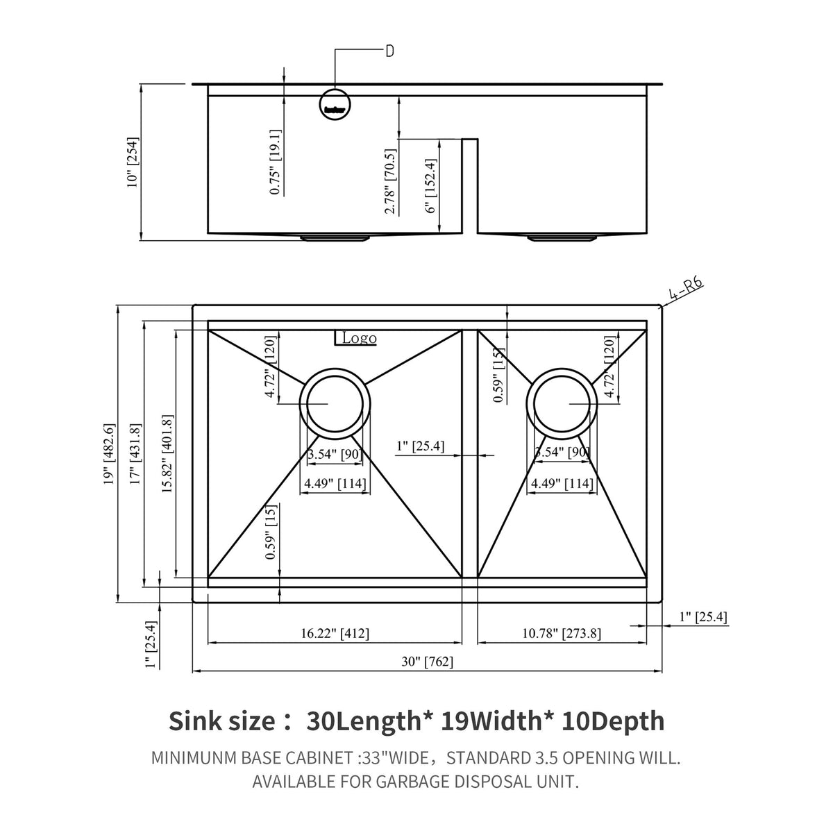 Stainless Steel Undermount Kitchen Sink With Double Bowl