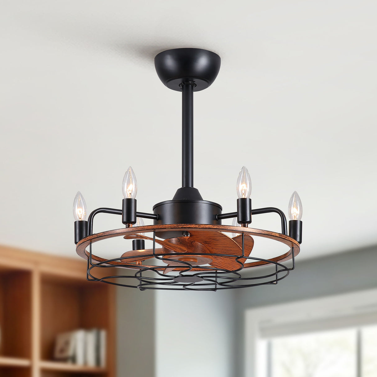 Modern Farmhouse Ceiling Fan, Adjustable Hanging