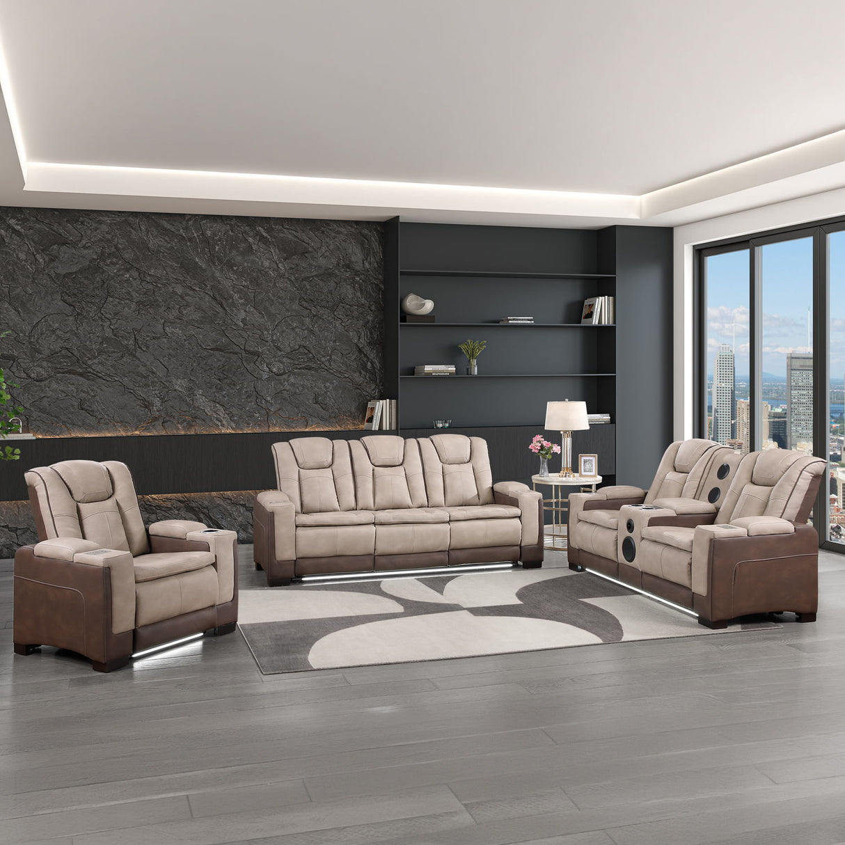 Bruno - Power Reclining Living Room Set With LED Lighting