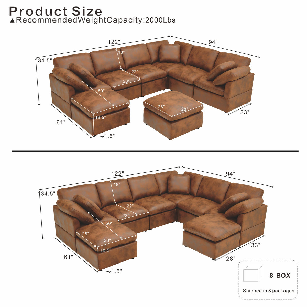 Deep Modular Cloud Sofa, Freely Configurable
