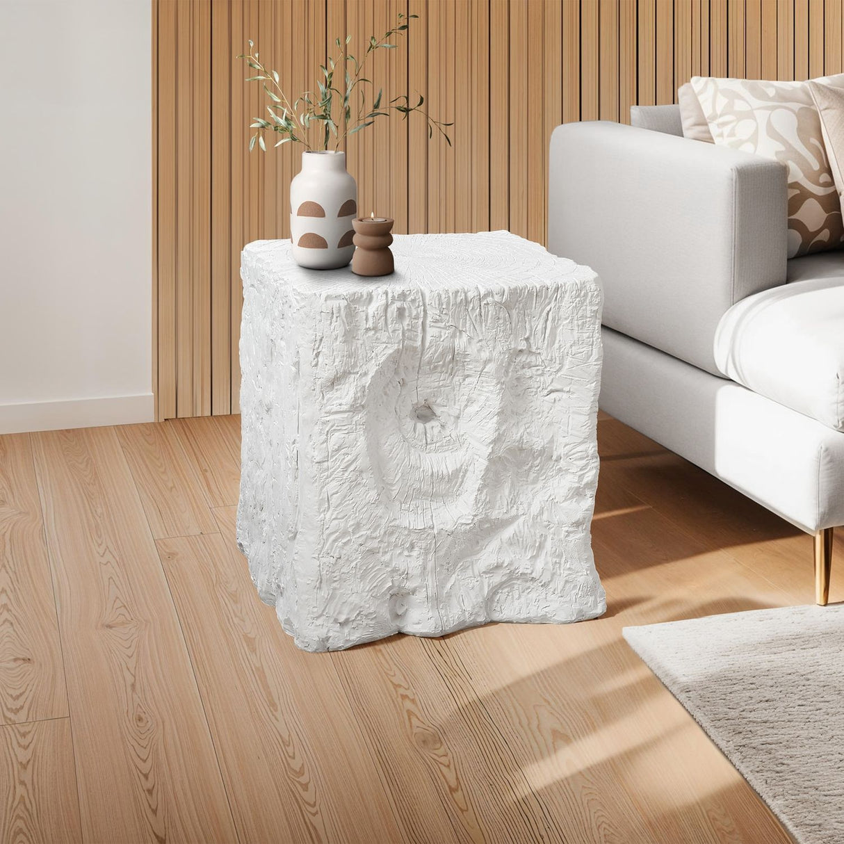 Square Accent Table, Indoor Outdoor - White
