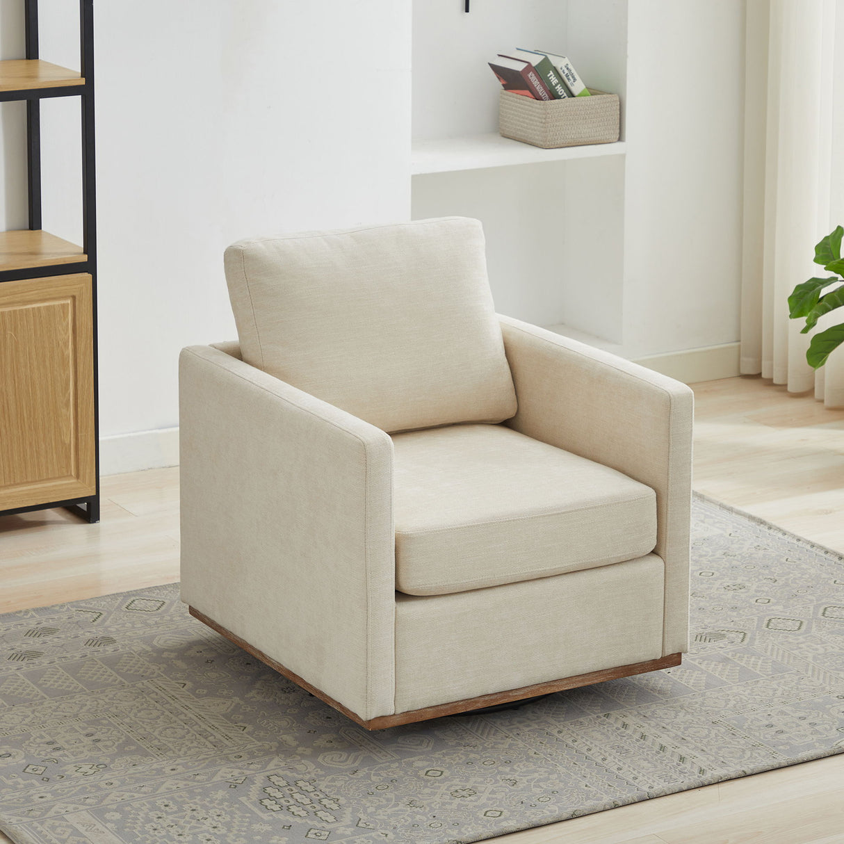 Square Upholstered Swivel Accent Chair