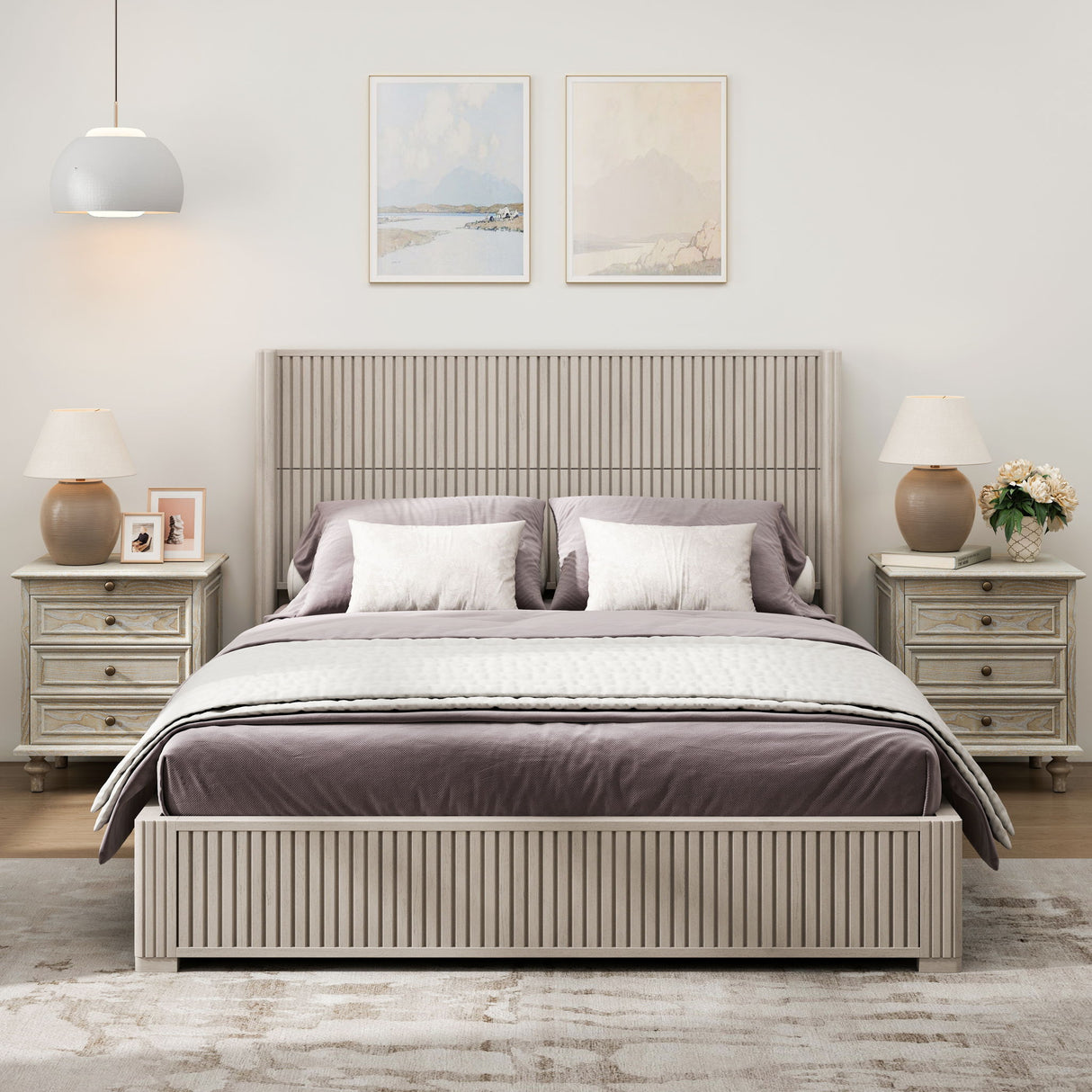 Platform Bed Frame With Headboard, Floor Standing Design