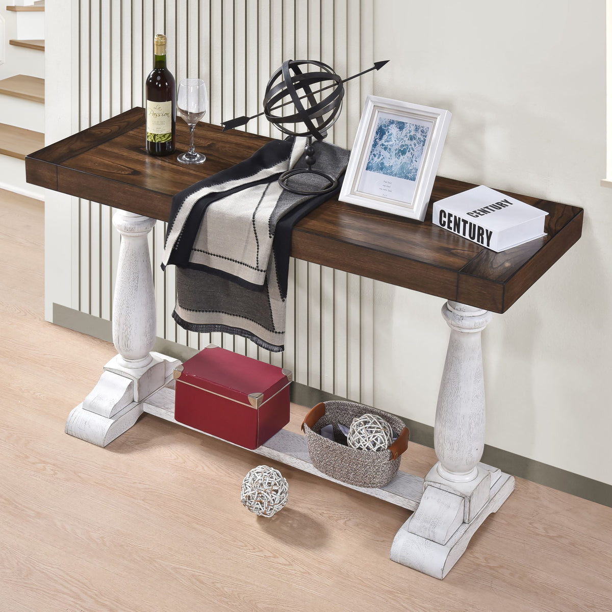 Farmhouse Retro Design Pedestal Sofa Tabe