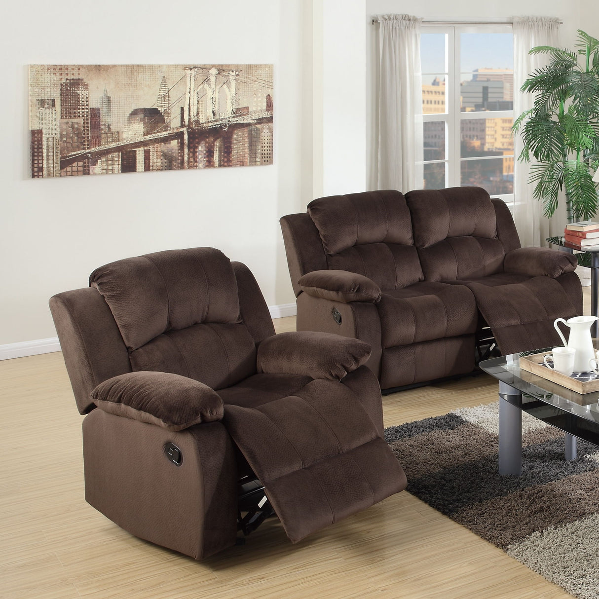 Modern Style Living Room Set With Reclining