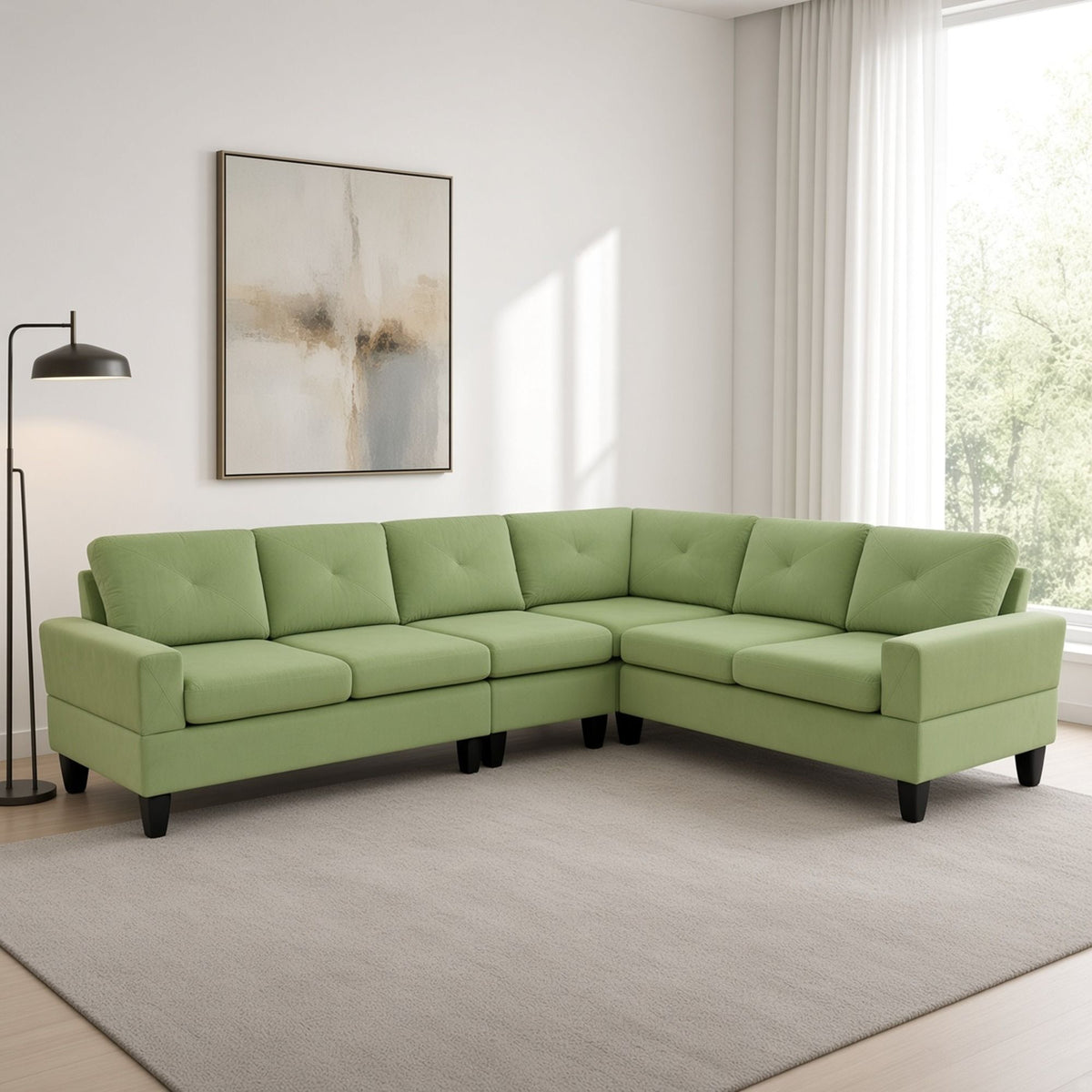 Modular L - Shaped Sectional Sofa 6 Seater 4 Piece Couch With Chaise