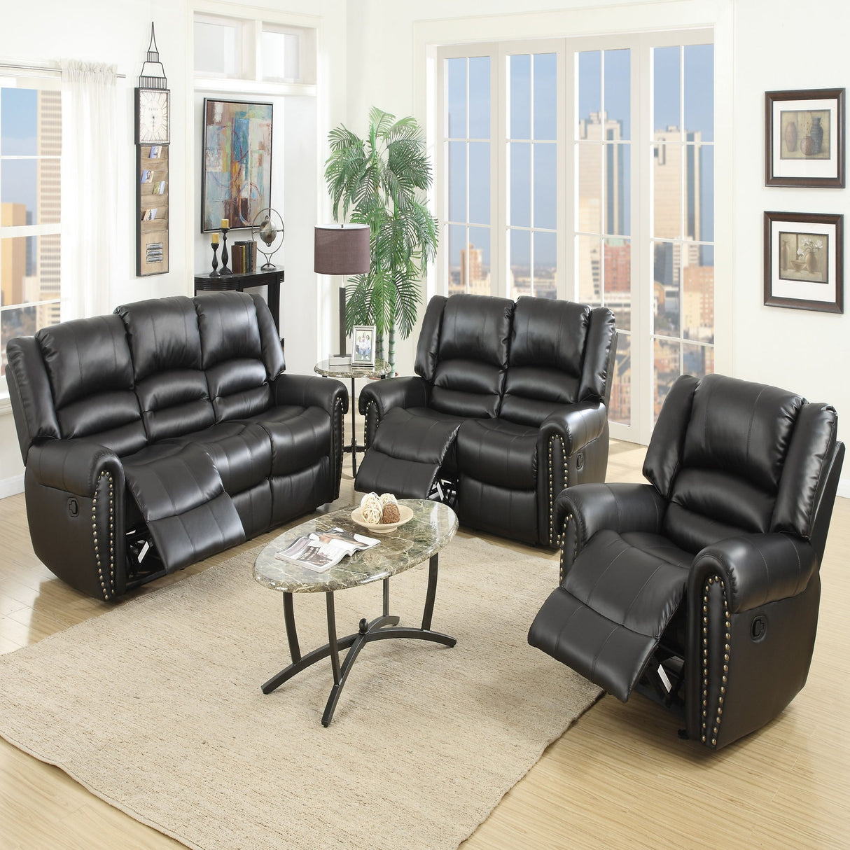 Modern Living Room Set With Nailhead Trim