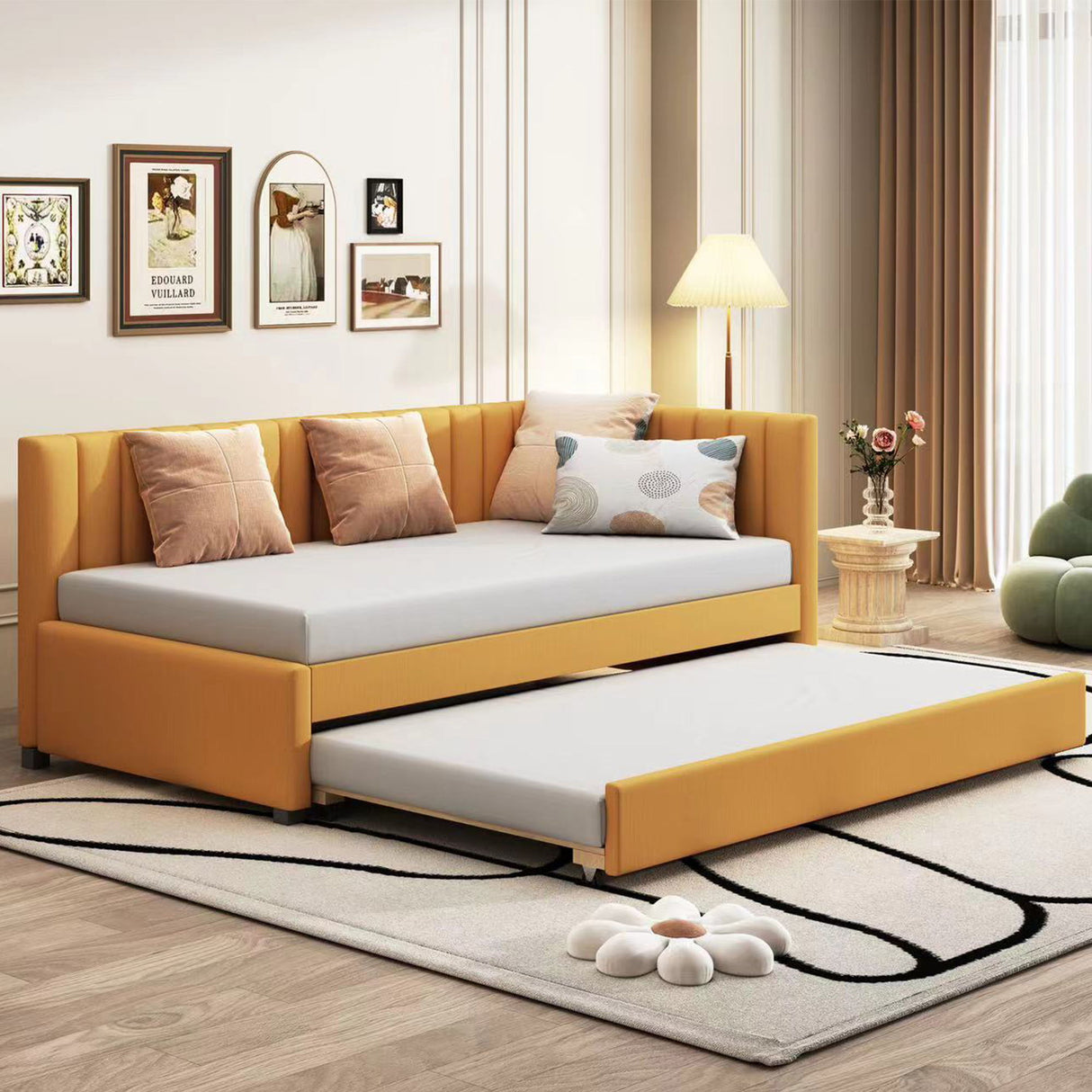 Upholstered Daybed, Sofa Bed Frame, No Box Spring Needed