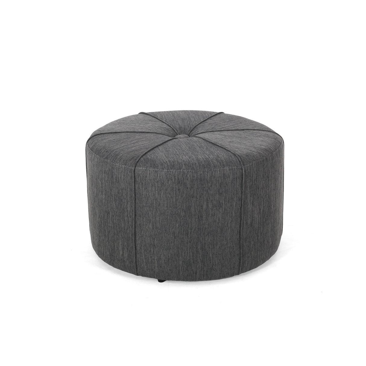 Contemporary Ottoman With Tonal Piping And Button Tuft Design