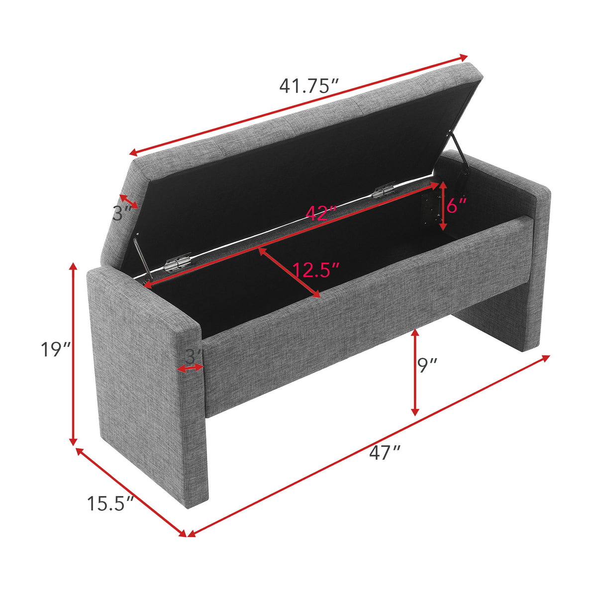 Modern Upholstered Large Bed End Bench With Storage