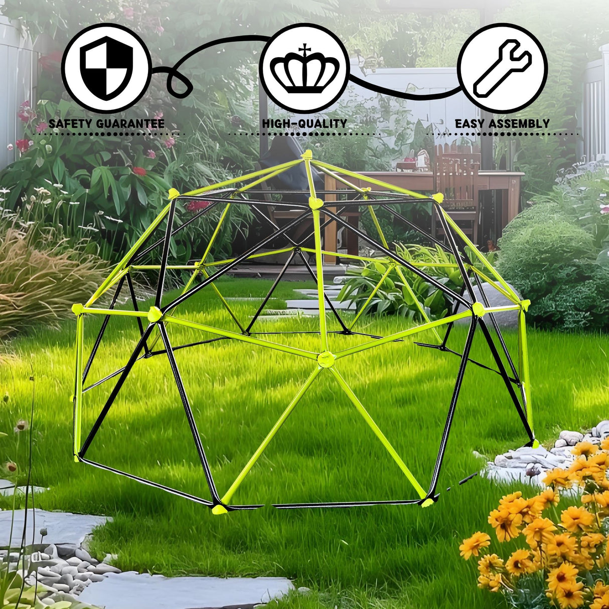 10 Sided Climbing Frame For Outdoor Playground With Colorful Climbing Stones