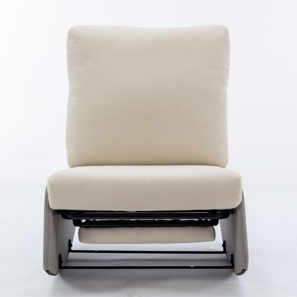 Modern Rocking Chair Recliner, Comfy Rocker Nursery Chair With Footrest, Accent Reading Chair, Upholstered Lounge Chair For Relaxing, Resting, Soft Padded Rocker For Indoor Living Room Bedroom - Gray / Beige