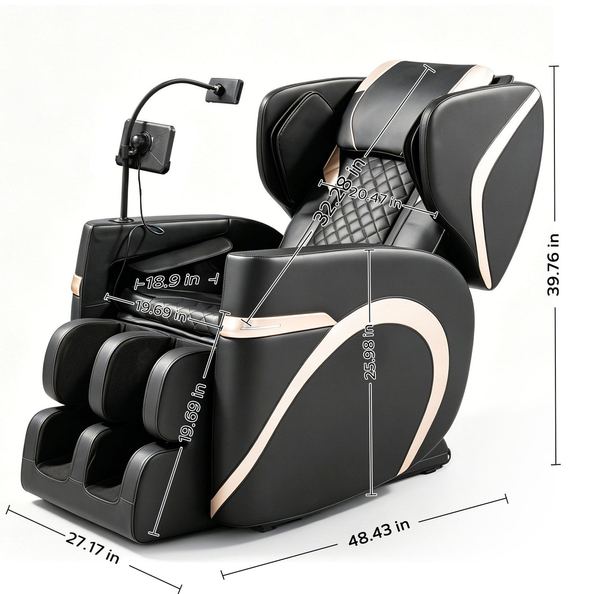 Zero Gravity Massage Chair Recliner & 10 Massage Heads And Full Body Air Pressure - Black
