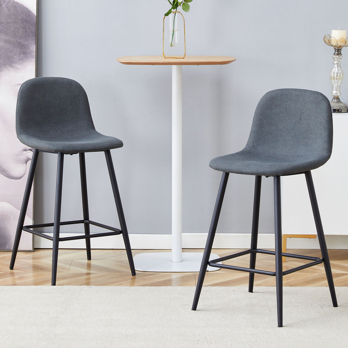 Modern Bar Chair Rounded Backrest (Set of 2)