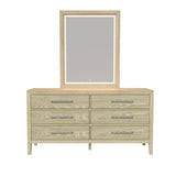 Adeline - 6 Drawers Dresser & Mirror With Jewelry Box & LED Light - Natural Wood Wash