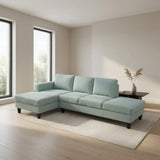 L - Shaped Sectional Sofa With Left Chaise & Ottoman - Pale Green