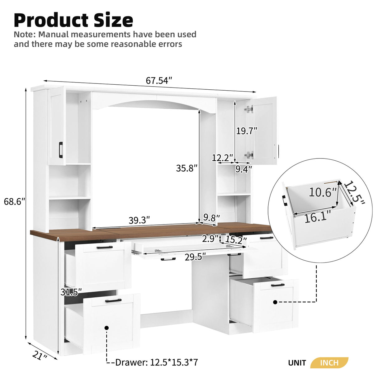 Farmhouse Computer Desk With Hutch