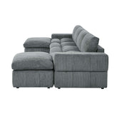 Upholstered Sectional With 2 Ottomans Living Room Seating - Dark Gray