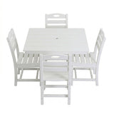 Outdoor Patio Dining Set, Square Table With Umbrella Hole And Armless Chairs