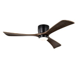 Flush Mount Blades Ceiling Fan With Lights Remote Control, Quiet DC Motor, 6 Speed, Reversible Ceiling Fan For Living Room - Matte Black