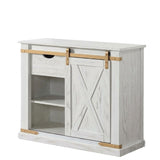 Console Table With Storage Drawer And Open Shelves - Antique White / Gold