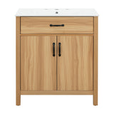 Bathroom Vanity With Flip Drawer, 2 Soft Close Doors, Adjustable Shelf And Ceramic Sink