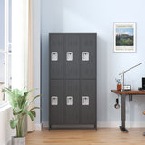 6 Door Lockers With Lock For Secure Storage - Black