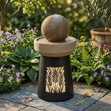 Outdoor Water Fountain, Warm LED Light - Brown