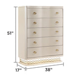 Flora - 5 Drawer Chest With Vertical Storage, LED Lighting - Champagne