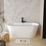 Glossy Freestanding Bathtub With Toe Tap Drain