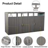 Garbage Bin Shed Stores 2 Trash Cans Metal Outdoor Bin Shed For Garbage Storage, Stainless Galvanized Steel, Bin Shed For Garden Yard Lawn