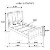 Twin Panel Bed With Headboard And Tapered Legs - Brown