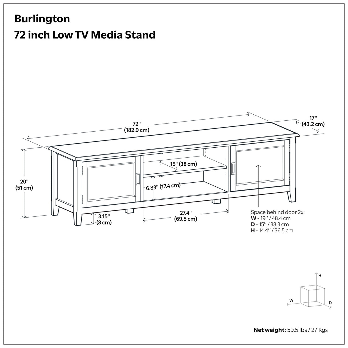 Burlington - Low TV Media Stand - Mahogany