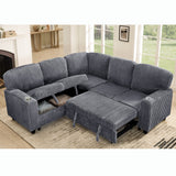 L-Shaped Sofa With Pull Out Sofa Bed With USB