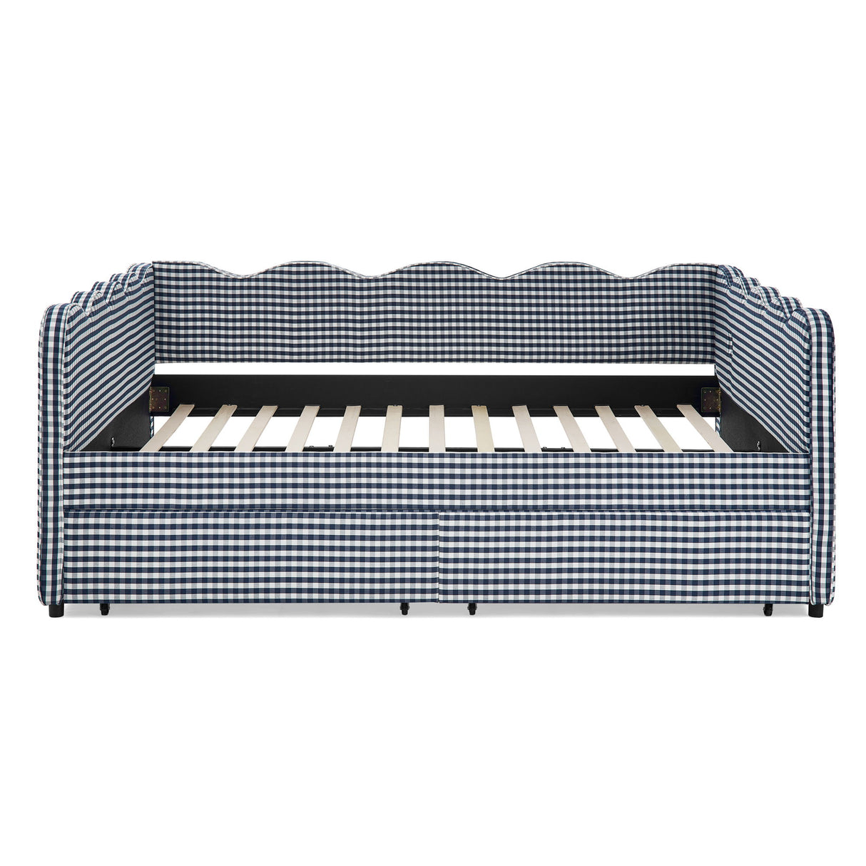 Gingham Daybed & USB Charging Port, Wave Shaped Design