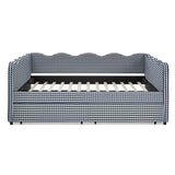 Gingham Daybed & USB Charging Port, Wave Shaped Design