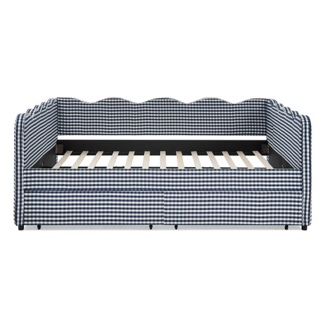Gingham Daybed & USB Charging Port, Wave Shaped Design