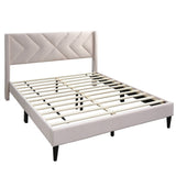 Elegant Bed With Upholstered Headboard, Platform Base
