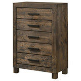 Bren - 5 Drawer Chest With Handles And Block Legs - Rustic