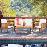 4 Piece Set Outdoor Chat Set With Water Resistant Cushions