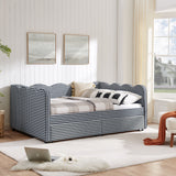 Gingham Daybed & USB Charging Port, Wave-Shaped Design