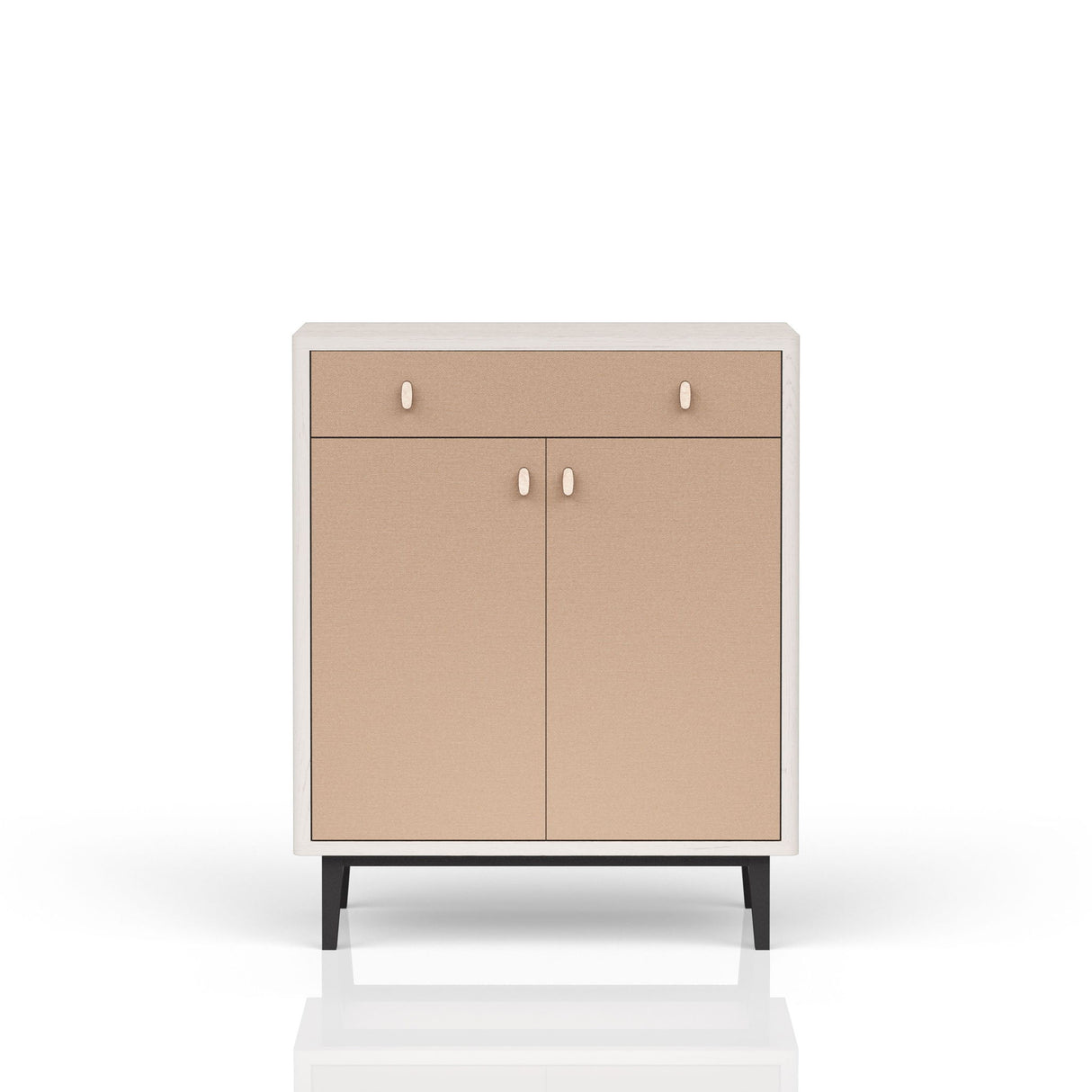 Bar Cabinet With Large Storage - White / Pecan