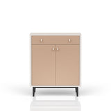 Bar Cabinet With Large Storage - White / Pecan