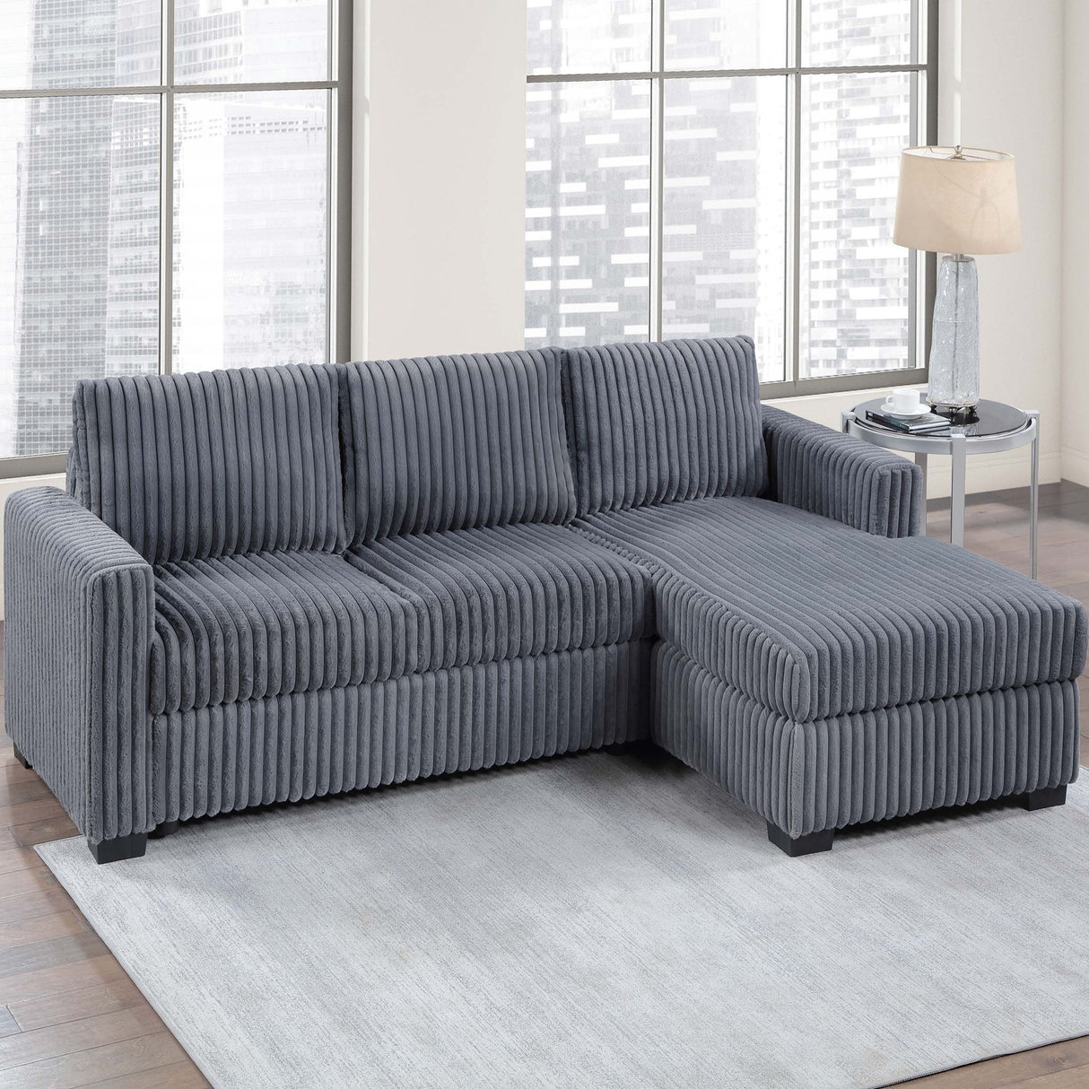 2 Piece Sectional Sofa With Right Arm Chaise And Left Arm Sofa - Dark Gray